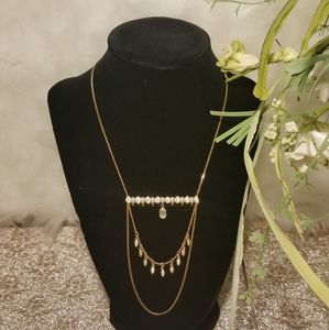 Swarovski Rose Gold and Pearl "Gangster" Necklace